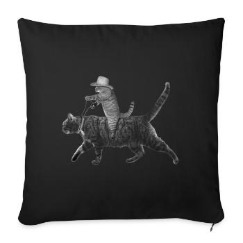 Howdy Cat Équitation Cat Kitty Cowboy - Housse de coussin décorative 45 x 45 cm - noir - Devant