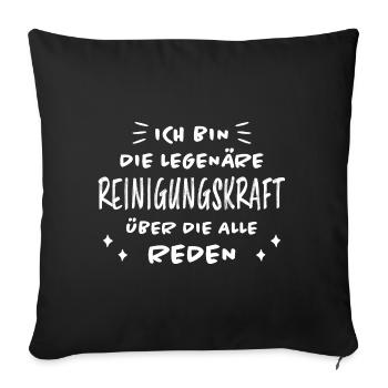 Reinigungskraft Spruch Haushalt Putzfrau Geschenk - Sofakissenbezug 45 x 45 cm - Schwarz - Vorne