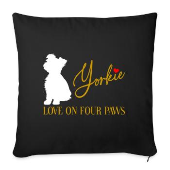 Yorkshire Terrier Yorkie Love on Four Paws - Sofa pillowcase 17,3'' x 17,3'' (45 x 45 cm) - black - Front