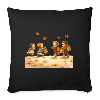 Children spend their time playing games - Sofa pillowcase 17,3'' x 17,3'' (45 x 45 cm) - black - Front