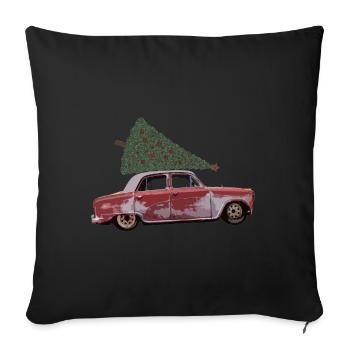 Classic car with fir tree - Sofa pillowcase 17,3'' x 17,3'' (45 x 45 cm) - black - Front