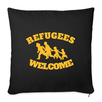 NEW: Refugees Welcome Redesign - Sofa pillowcase 17,3'' x 17,3'' (45 x 45 cm) - black - Front