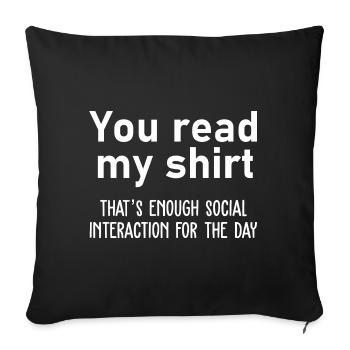 Tu lis ma chemise introvertie - Housse de coussin décorative 45 x 45 cm - noir - Devant