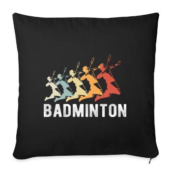 Badminton Design - Badminton Badminton Gift - Sofa pillowcase 17,3'' x 17,3'' (45 x 45 cm) - black - Front