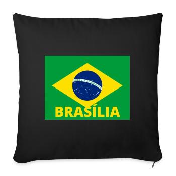 Brasília City in Brazilian Flag - Sofa pillowcase 17,3'' x 17,3'' (45 x 45 cm) - black - Front