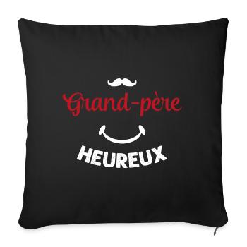 Cadeau drôle grand-père heureux - Housse de coussin décorative 45 x 45 cm - noir - Devant