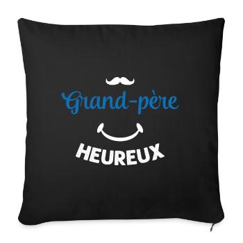Cadeau drôle grand-père heureux - Housse de coussin décorative 45 x 45 cm - noir - Devant
