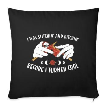 J’étais cousue et bitchin' tricot - Housse de coussin décorative 45 x 45 cm - noir - Devant