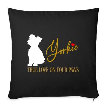Yorkie Yorkshire Terrier Amour sur Quatre Pattes - Housse de coussin décorative 45 x 45 cm - noir - Devant