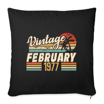 Millésime Né Février 1977 Cadeau 47e Anniversaire - Housse de coussin décorative 45 x 45 cm - noir - Devant