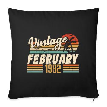 Millésime Né Février 1982 Cadeau 42e Anniversaire - Housse de coussin décorative 45 x 45 cm - noir - Devant