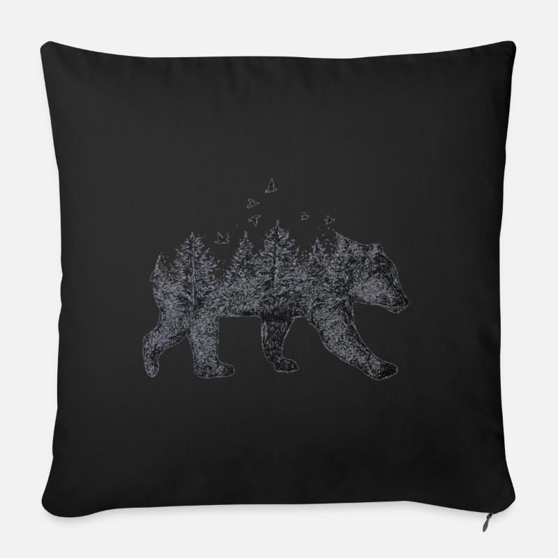Zeichnung Bär Natur - Sofakissenbezug 45 x 45 cm - Schwarz