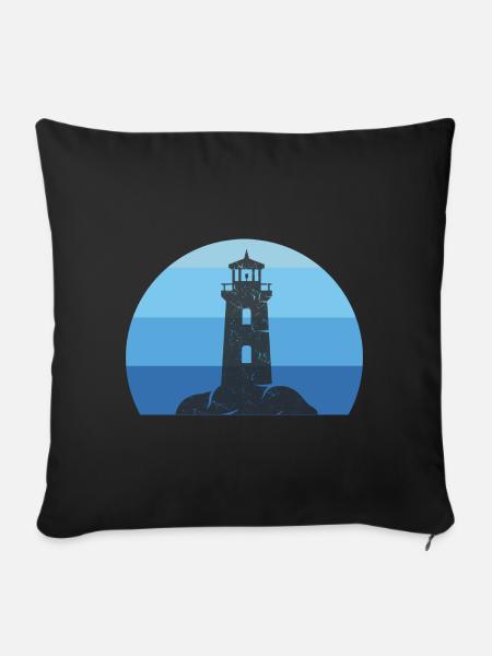 Leuchtturm Geschenk Urlaub - Sofakissenbezug 45 x 45 cm - Schwarz