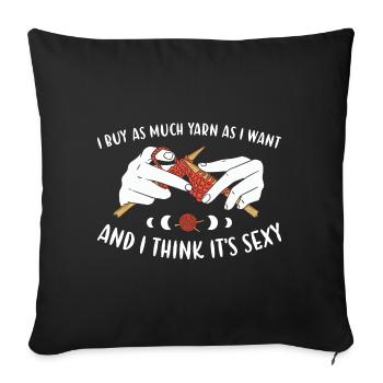 J’achète autant de fil que je veux tricoter - Housse de coussin décorative 45 x 45 cm - noir - Devant