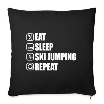 Eat Sleep SkiJumping Repeat Funny Snow Gift - Sofa pillowcase 17,3'' x 17,3'' (45 x 45 cm) - black - Front