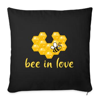 bee in love Comic Bee Beekeeping Heart Honeycomb - Sofa pillowcase 17,3'' x 17,3'' (45 x 45 cm) - black - Front