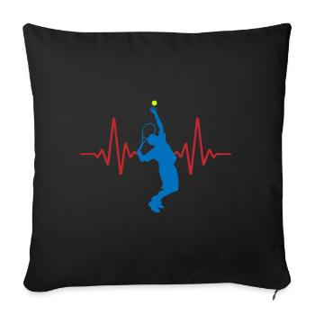 ECG de tennis Heartbeat | Couleurs changeantes - Housse de coussin décorative 45 x 45 cm - noir - Devant