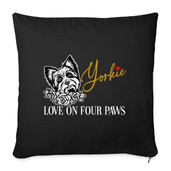 Yorkshire Terrier amour sur quatre pattes - Housse de coussin décorative 45 x 45 cm - noir - Devant
