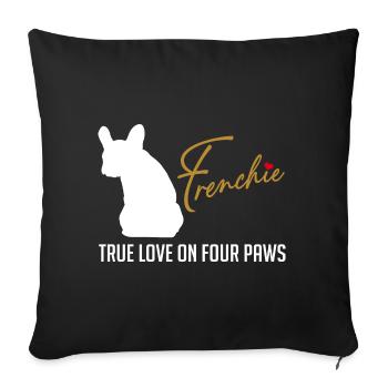 Frenchie amour sur quatre pattes - Housse de coussin décorative 45 x 45 cm - noir - Devant