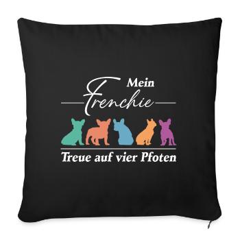 Frenchie Französische Bulldogge Treue auf Pfoten - Sofakissenbezug 45 x 45 cm - Schwarz - Vorne