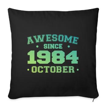 Octobre 1984 - Cadeau Anniversaire Octobre 1984 - Housse de coussin décorative 45 x 45 cm - noir - Devant