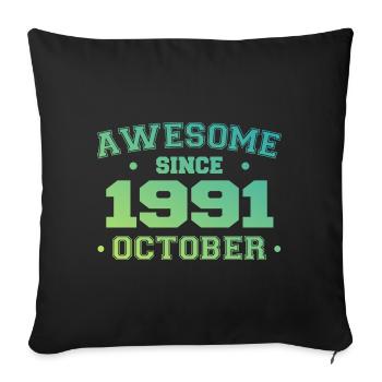 Octobre 1991 - Cadeau Anniversaire Octobre 1991 - Housse de coussin décorative 45 x 45 cm - noir - Devant