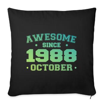 Octobre 1988 - Cadeau Anniversaire Octobre 1988 - Housse de coussin décorative 45 x 45 cm - noir - Devant