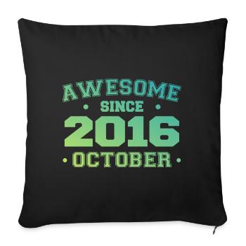 Octobre 2016 - Cadeau Anniversaire Octobre 2016 - Housse de coussin décorative 45 x 45 cm - noir - Devant