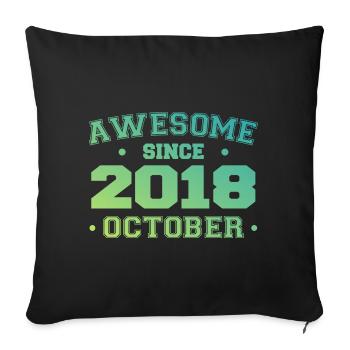 Octobre 2018 - Cadeau Anniversaire Octobre 2018 - Housse de coussin décorative 45 x 45 cm - noir - Devant
