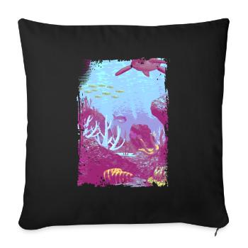 underwater sea fish turtle coral - Sofa pillowcase 17,3'' x 17,3'' (45 x 45 cm) - black - Front