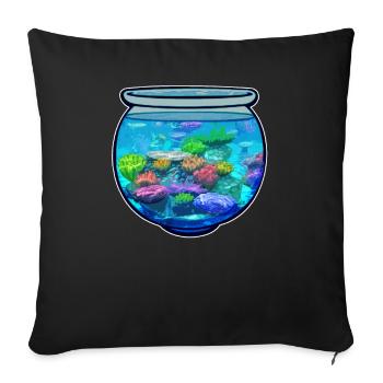 Cadeau de récif de corail sous-marin d'aquarium - Housse de coussin décorative 45 x 45 cm - noir - Devant
