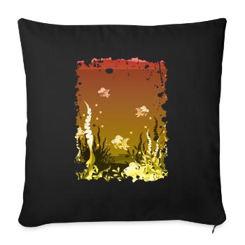 sous-marin aquarium mer océan lac corail - Housse de coussin décorative 45 x 45 cm - noir - Devant