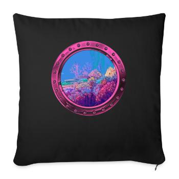 underwater aquarium sea ocean boat - Sofa pillowcase 17,3'' x 17,3'' (45 x 45 cm) - black - Front