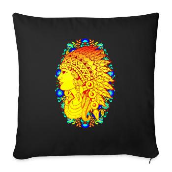 Indianer Ureinwohner Federschmuck Native Amerika - Sofakissenbezug 45 x 45 cm - Schwarz - Vorne