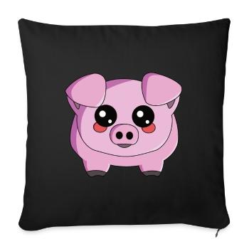 Minischwein Hausschwein Schweinchen - Sofakissenbezug 45 x 45 cm - Schwarz - Vorne