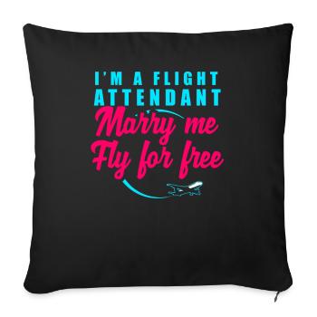 Stewardess Flight Attendant Flying Pilot Aircraft - Sofa pillowcase 17,3'' x 17,3'' (45 x 45 cm) - black - Front