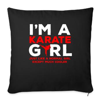 Fille de karaté combattant arts martiaux sport asie - Housse de coussin décorative 45 x 45 cm - noir - Devant