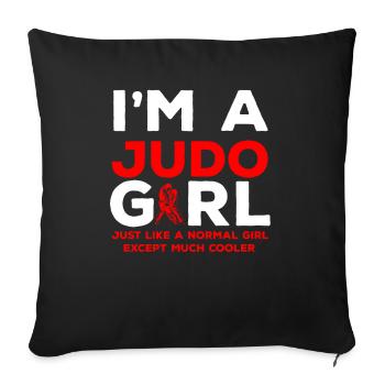 Judo Girl Fighter Arts Martiaux Sports Asie - Housse de coussin décorative 45 x 45 cm - noir - Devant