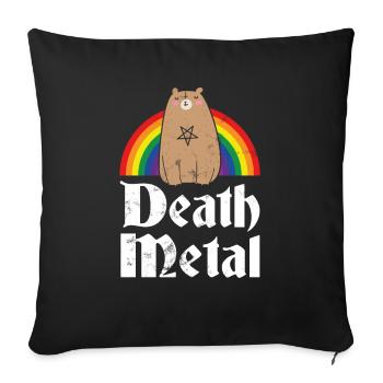 Death Metal Satanic Bear Rainbow Rock Concert Gift - Sofakissenbezug 45 x 45 cm - Schwarz - Vorne