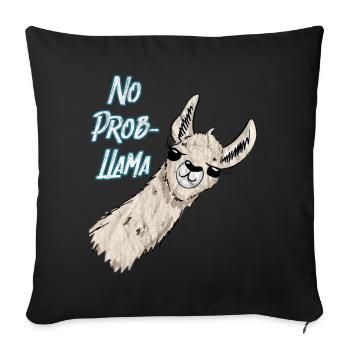 No Prob LLama bleu Vintage - Housse de coussin décorative 45 x 45 cm - noir - Devant