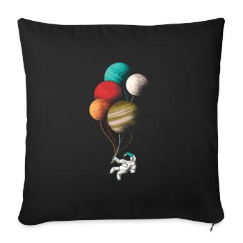 Astronaut with balloons! Universe, fantasy - Sofa pillowcase 17,3'' x 17,3'' (45 x 45 cm) - black - Front
