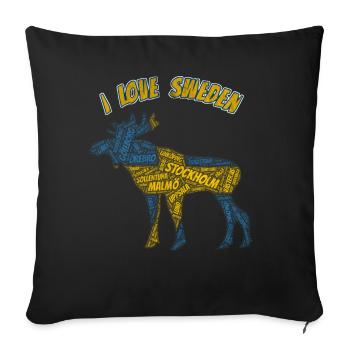 Schweden, Elch aus schwedischen Städten, Vintage - Sofakissenbezug 45 x 45 cm - Schwarz - Vorne