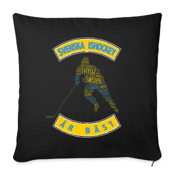 Hockey sur glace en Suède - Housse de coussin décorative 45 x 45 cm - noir - Devant