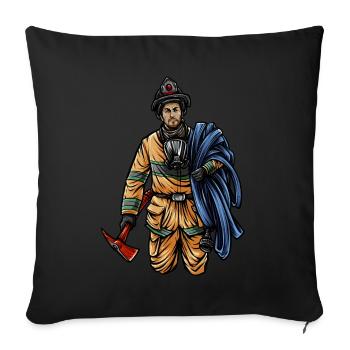 Firefighter Illustration - Firefighter Hero - Sofa pillowcase 17,3'' x 17,3'' (45 x 45 cm) - black - Front