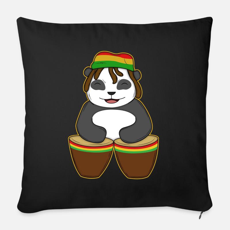 Reggae Panda - Sofakissenbezug 45 x 45 cm - Schwarz
