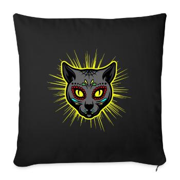 Sugar Cat Skull Mexico - Sofa pillowcase 17,3'' x 17,3'' (45 x 45 cm) - black - Front