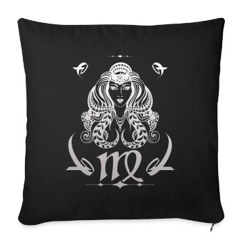 Signe du zodiaque Jungfrau Virgo - Housse de coussin décorative 45 x 45 cm - noir - Devant