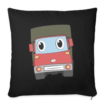 Camion avec visage - Housse de coussin décorative 45 x 45 cm - noir - Devant