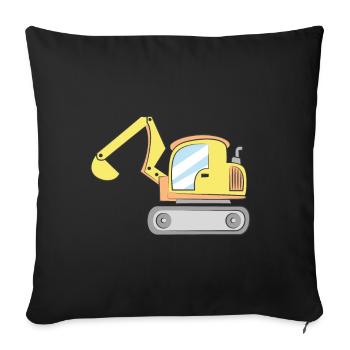 Excavator - Sofa pillowcase 17,3'' x 17,3'' (45 x 45 cm) - black - Front