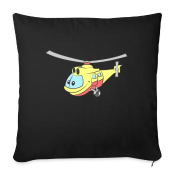 Hélicoptère avec visage - Housse de coussin décorative 45 x 45 cm - noir - Devant